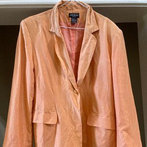 Ann Mali Orange Pure Silk Blazer Sz 12
